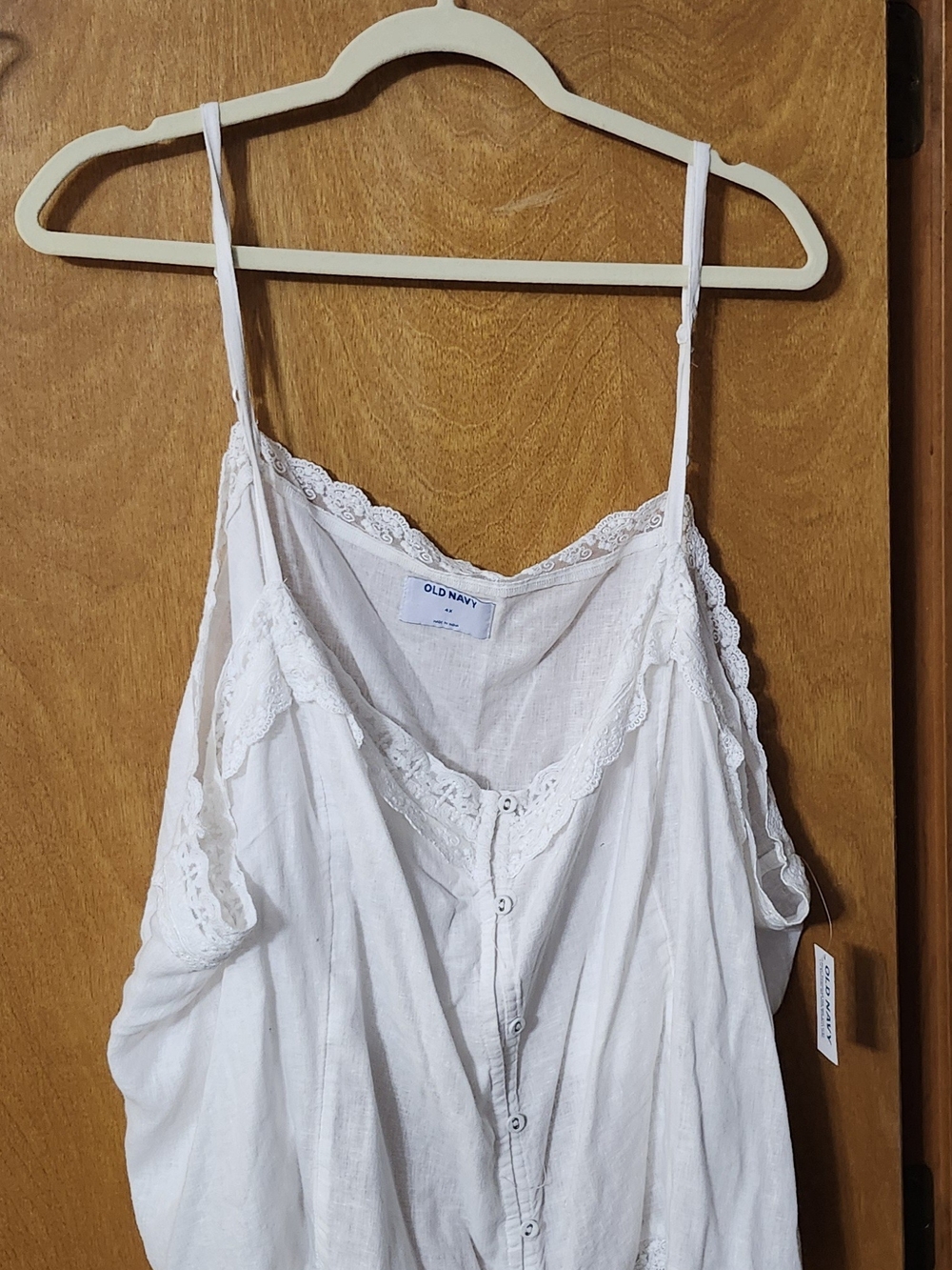 Old Navy White Lace-Trim Button-Front Camisole